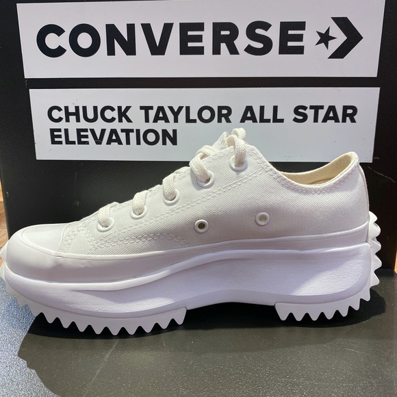 New Converse Run Star Hike Low Platform All White Sneaker - Picture 2 of 6